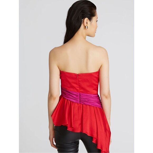 AMUR Matilda Color Block Peplum Bustier in Racing Red Size 8 - Picture 2 of 12